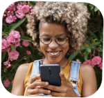 young lady pressing phone